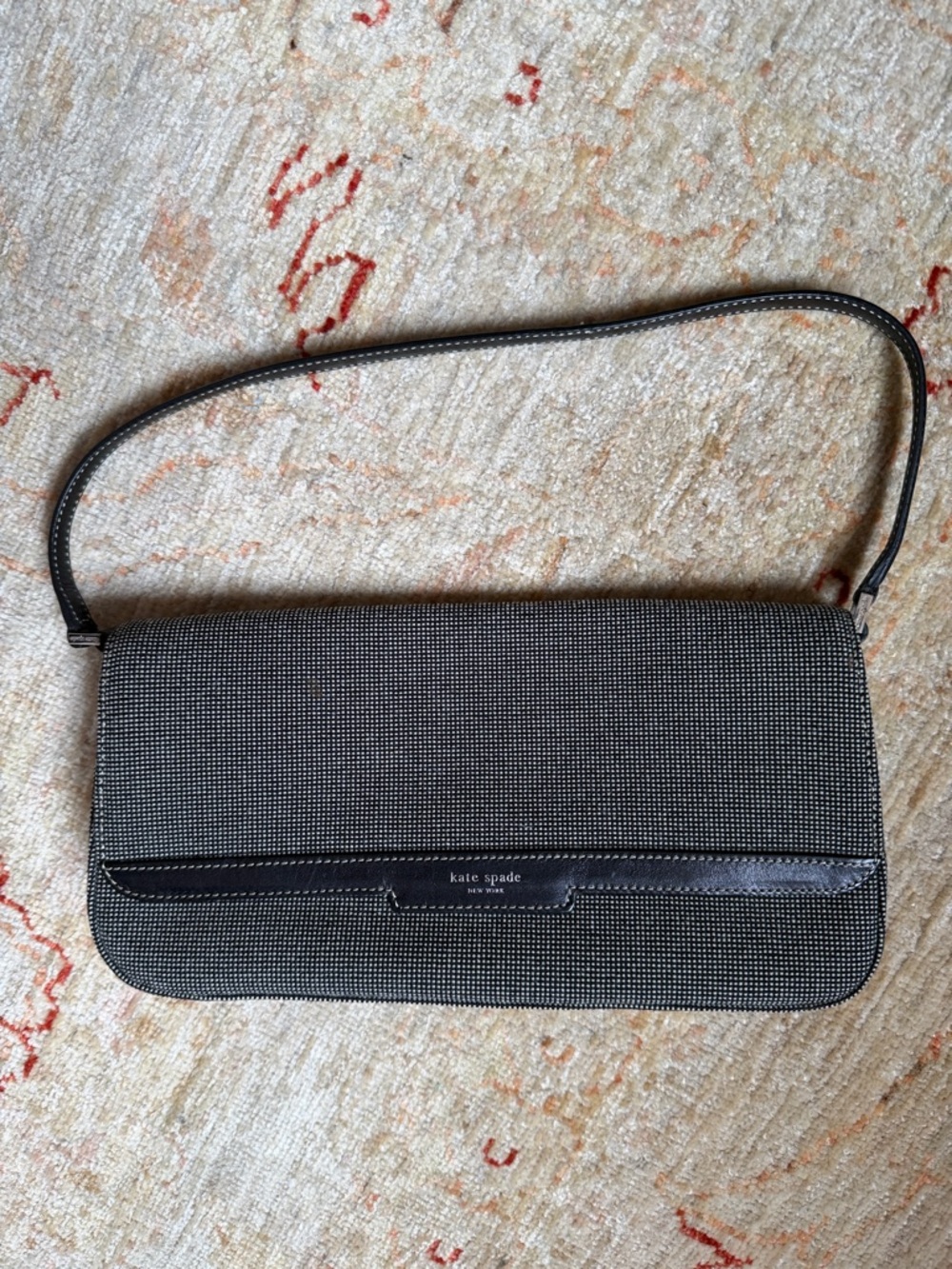 kate spade Black and White Textured Shoulder Clutch
